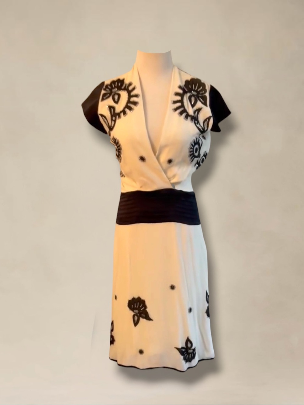 TEMPERLEY LONDON Silk Rhinestone Appliqué Dress Size 6